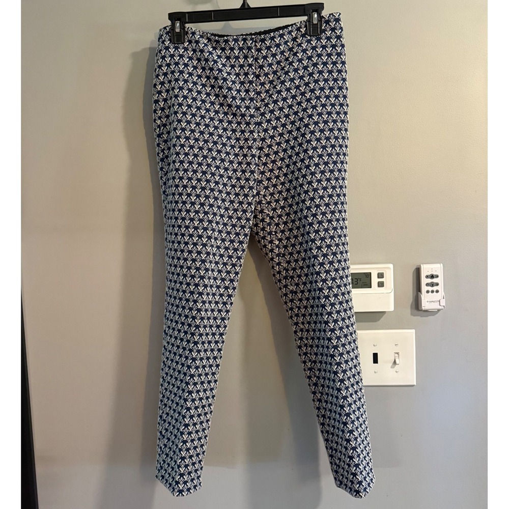 J.McLaughlin Printed Ankle Pants Geometric‎ Career Casual Blue White Size 6